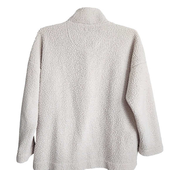 Aerie Sherpa Fleece Snap Up Cream Colored Pullover Women's Medium - Picture 4 of 9
